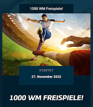 1000 WM Freispiele bei Mybet Slots am 27.11.22 holen