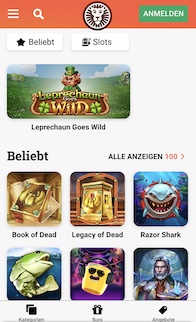 Die Leo Vegas App Ansicht