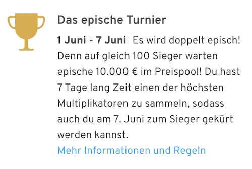 Episches Turnier Wunderino Juni